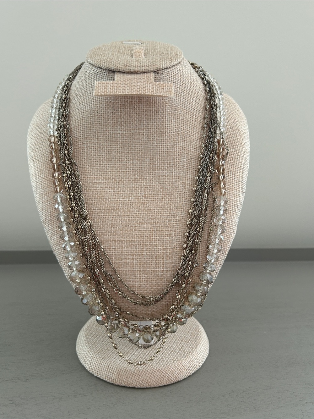 WHBM Multi Strand Goldtone and Beaded Necklace, 18” with 2”Extender